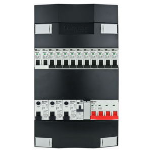 Groepenkast 3f + 10 groepen + fornuisgroep + zonnepanelengroep