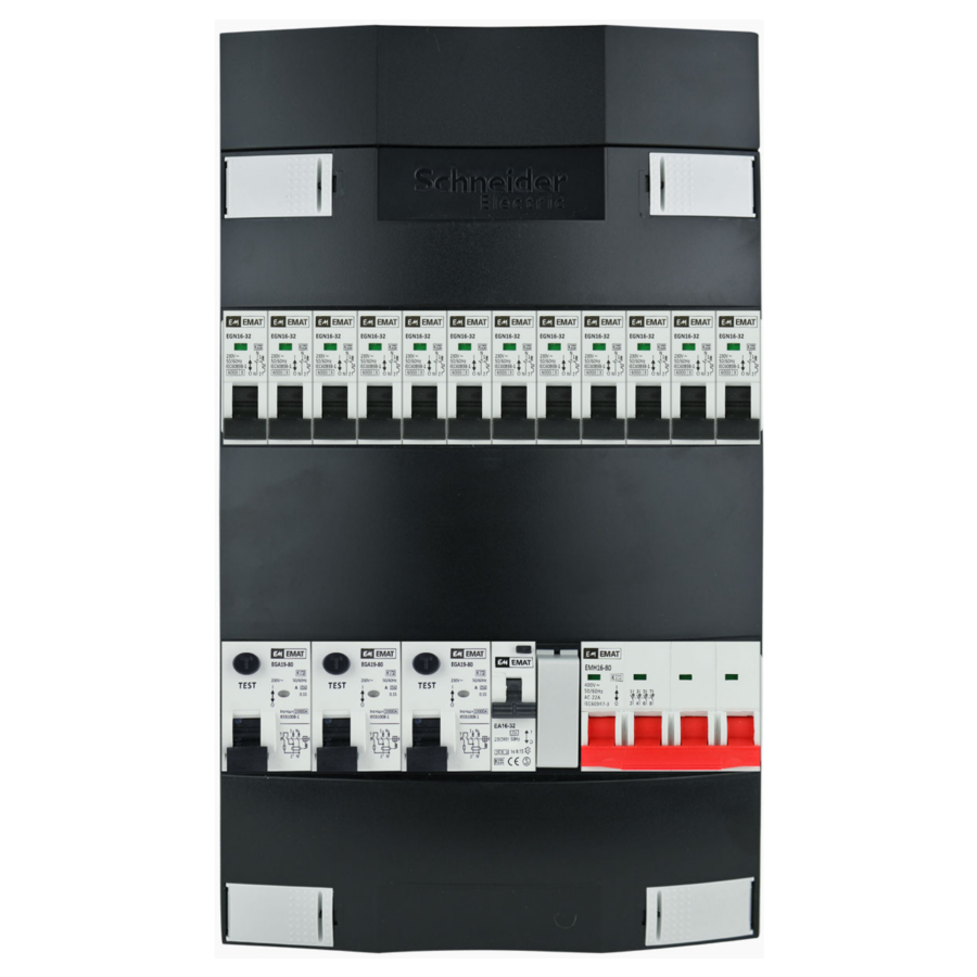 Groepenkast 3f + 12 groepen + zonnepanelengroep