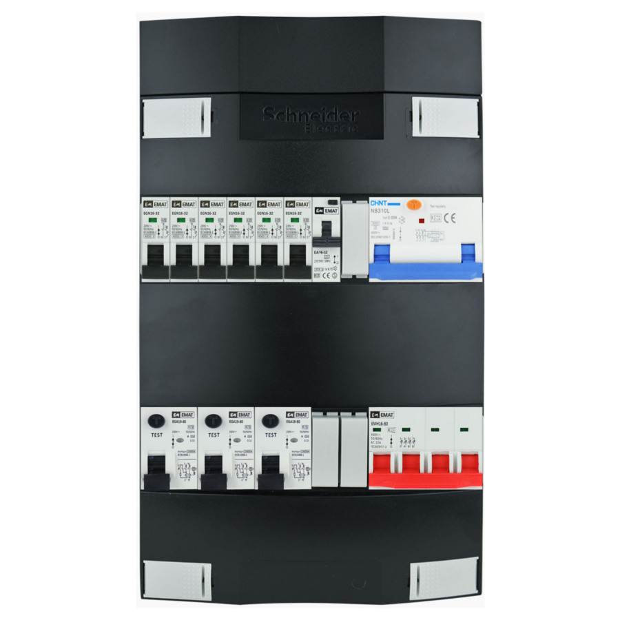 Groepenkast 3f + 6 groepen + fornuis krachtgroep + zonnepanelengroep
