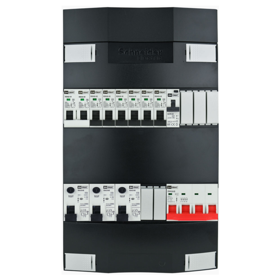 Groepenkast 3f + 6 groepen + fornuisgroep + zonnepanelengroep