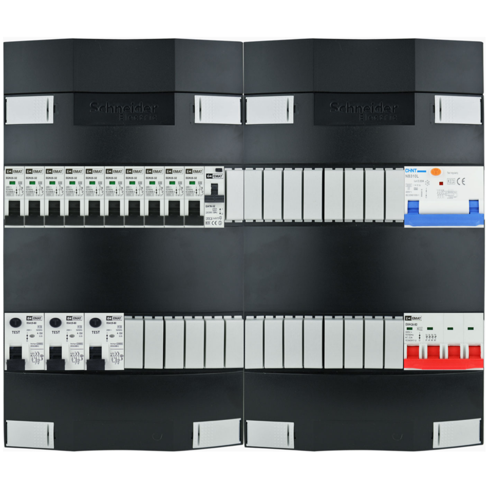 Groepenkast 3f + 10 groepen + fornuis krachtgroep + zonnepanelengroep (breed)