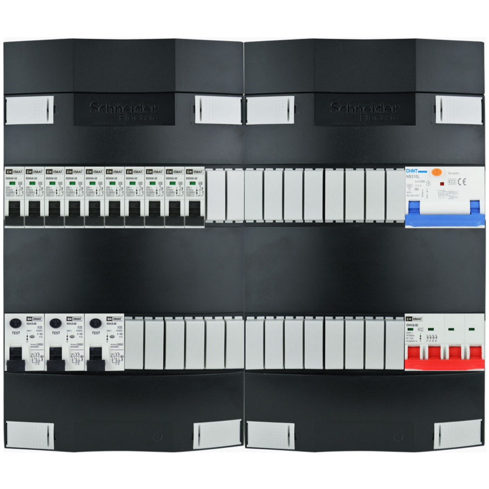 Groepenkast 3f + 10 groepen + fornuis krachtgroep (breed)