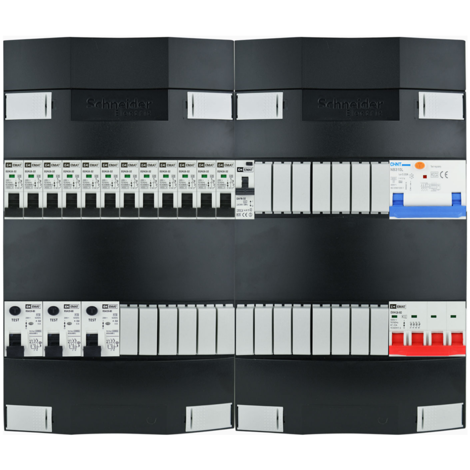 Groepenkast 3f + 12 groepen + fornuis krachtgroep + zonnepanelengroep (breed)