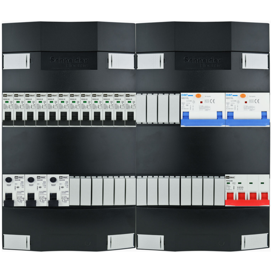 Groepenkast 3f + 12 groepen + fornuis krachtgroep + autolader (breed)