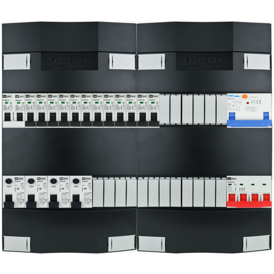 Groepenkast 3f + 12 groepen + fornuis + autolader (breed)