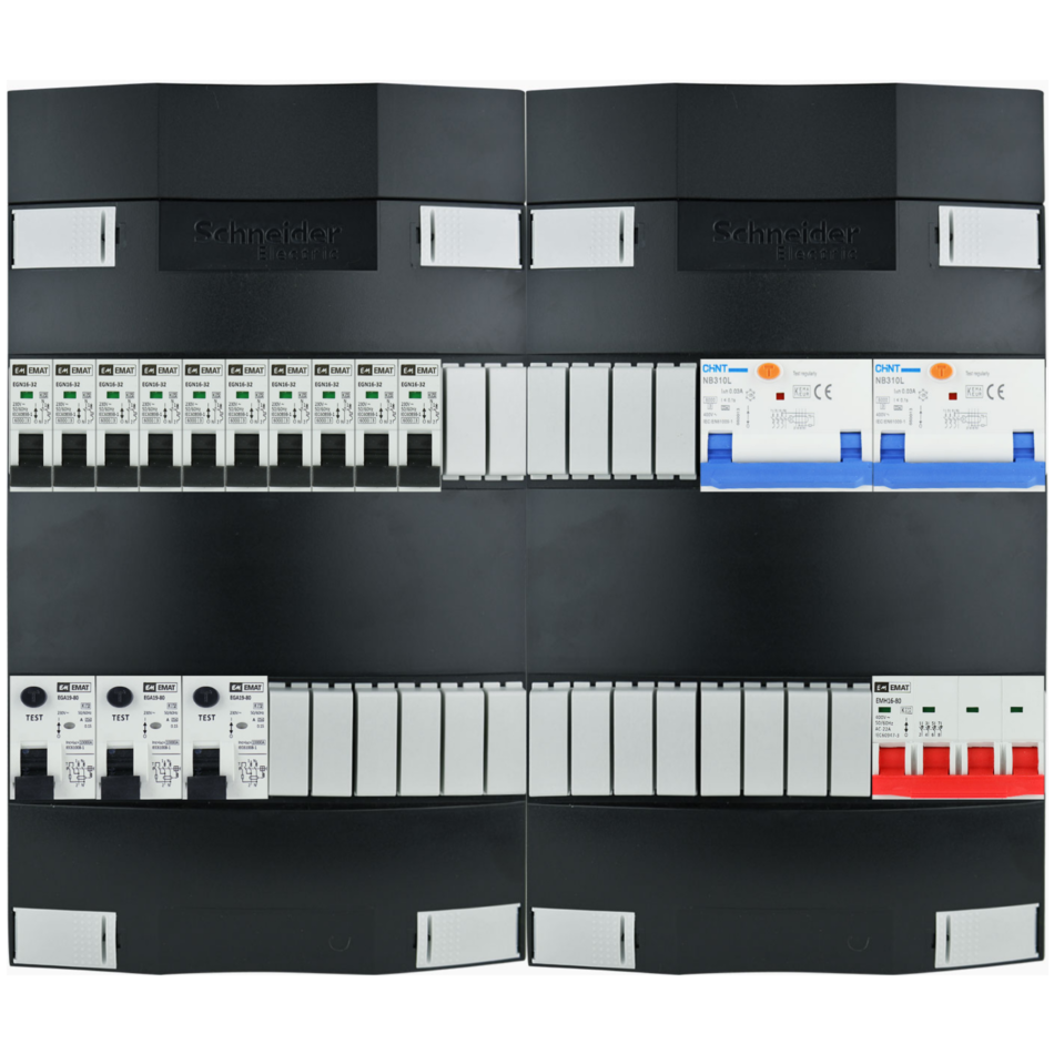 Groepenkast 3f + 10 groepen + fornuis krachtgroep + autolader (breed)