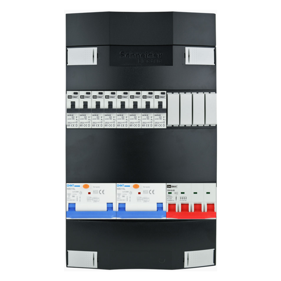 Groepenkast 3f + 8 groepen + fornuis krachtgroep + autolader