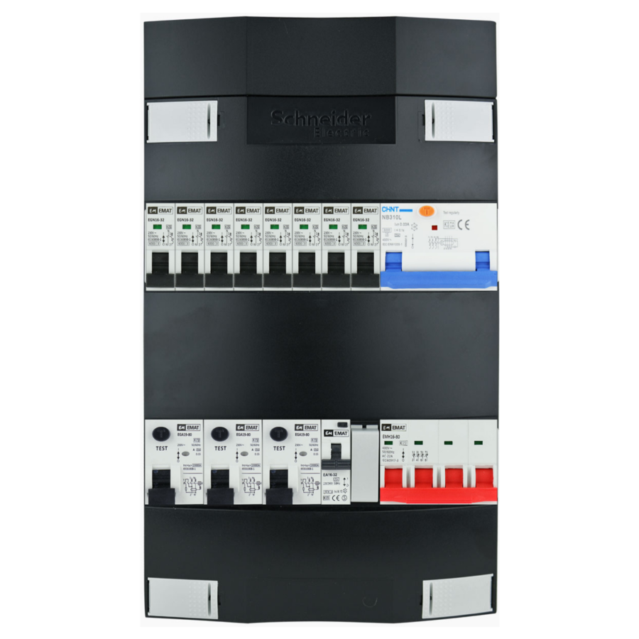 Groepenkast 3f + 8 groepen + fornuis krachtgroep + zonnepanelengroep